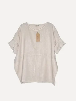 Lazy Attitude Day Linen Blouse, Sand