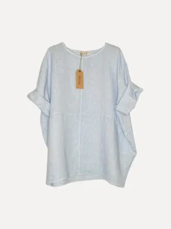 Lazy Attitude Day Linen Blouse, Sky Blue