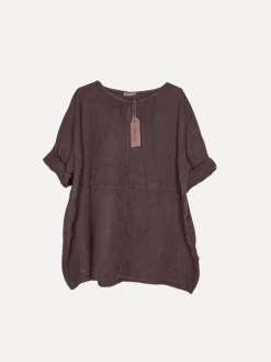 Lazy Attitude Day Linen Blouse, Cacao