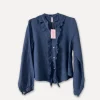 Liddy Front Linen Blouse, Navy