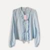 Liddy Front Linen Blouse, Sky Blue