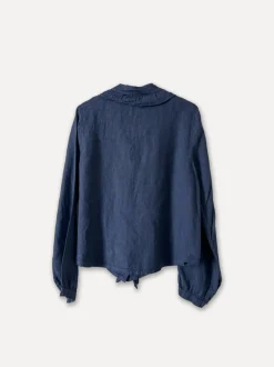 Liddy Front Linen Blouse, Navy