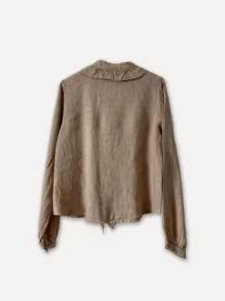 Liddy Front Linen Blouse, Castagno