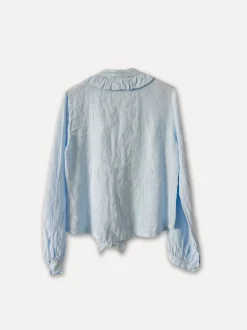 Liddy Front Linen Blouse, Sky Blue