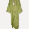Linen Cocktail Dress, Olive Green