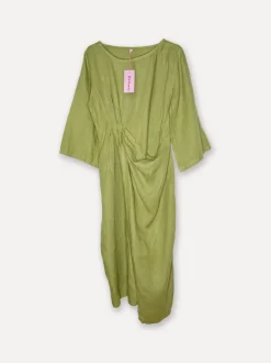 Linen Cocktail Dress, Olive Green