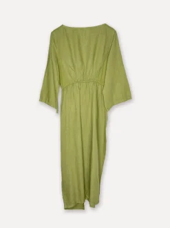 Linen Cocktail Dress, Olive Green