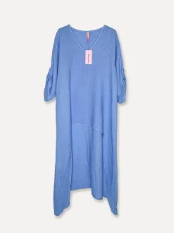 5017 Linen Dress, Sea Blue