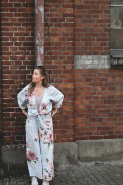 Linen Pants Flowery Attitude, Sky Blue