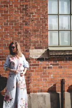 Linen Pants Flowery Attitude, Sky Blue