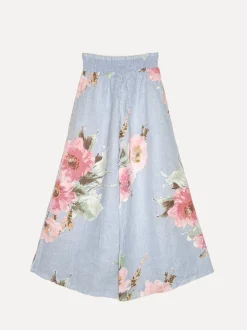 Linen Pants Flowery Attitude, Sky Blue
