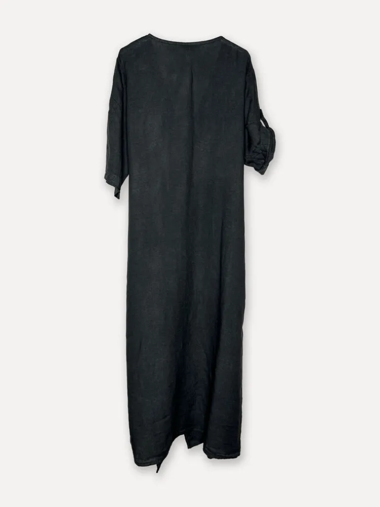 Linen wrap attitude dress, Dark Grey