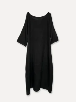 5704 Long Linen Dress, Black