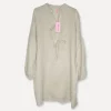 6709 Long Linen Shirt, Beige