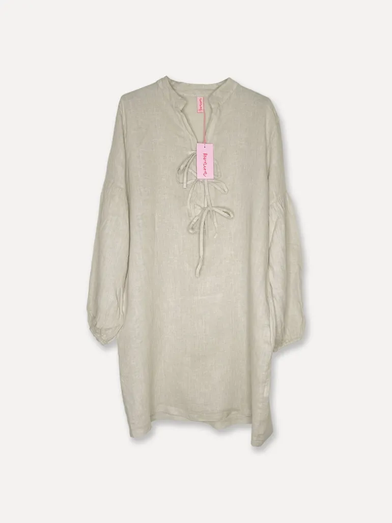 6709 Long Linen Shirt, Beige