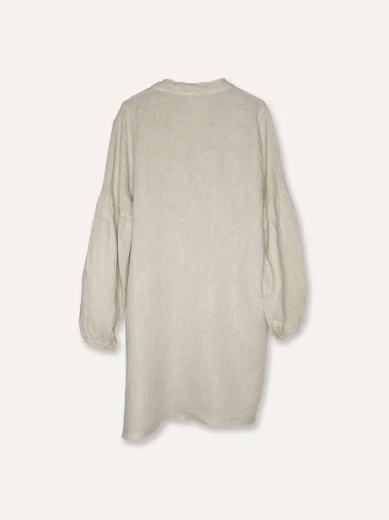 6709 Long Linen Shirt, Beige