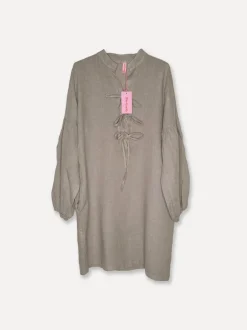 6709 Long Linen Shirt, Taupe