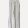 Lungo Attitude Striped Linen Pants, Beige