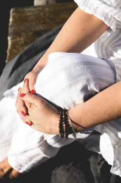 Lungo Attitude Striped Linen Pants, Beige