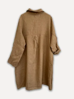 Maria Linen Shirt-Dress, Dark Taupe
