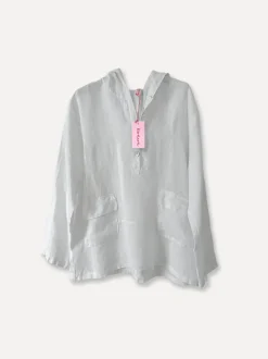 7069 Matros Hoodie Linen Shirt, White