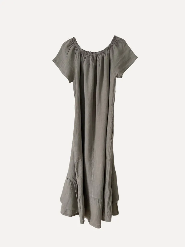 3429 Off-Shoulder Dress, Taupe