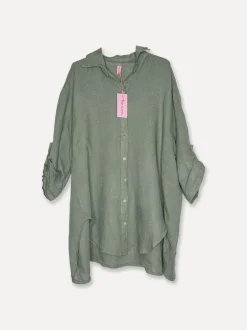 5443 Oversized Linen Shirt, Army