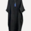 Perla Winter Linen Dress, Black