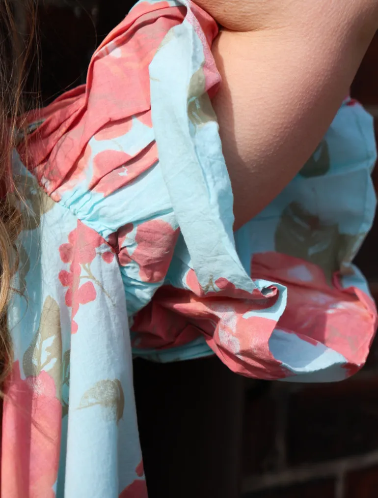 Rosy Balloon Shirt, Sky Blue/Coral