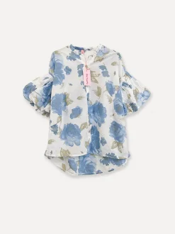 Rosy Balloon Shirt, White/Blue