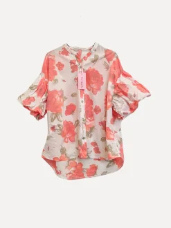 Rosy Balloon Shirt, White/Coral