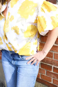 Rosy Balloon Shirt, White/Sunflower
