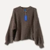 72610 - Round Neck Spring Sweater, Brown