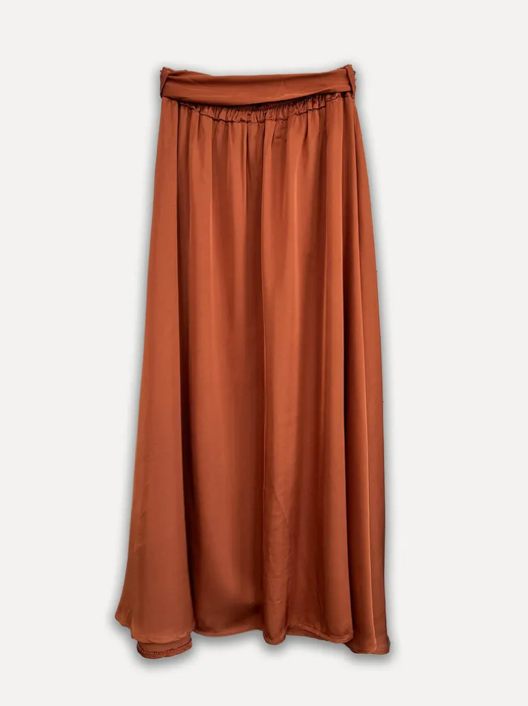 Sally Silk Skirt, Tobacco