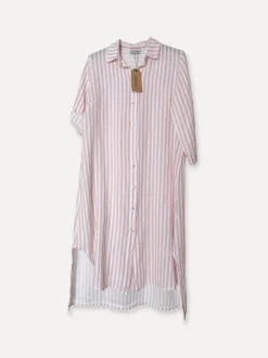 Savona Striped Attitude Linen Dress, Pink
