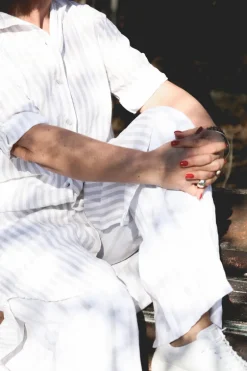 Savona Striped Attitude Linen Dress, Beige