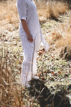 Savona Striped Attitude Linen Dress, Coffee