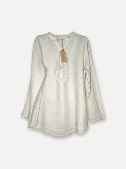 Smock Attitude Linen Blouse, Beige