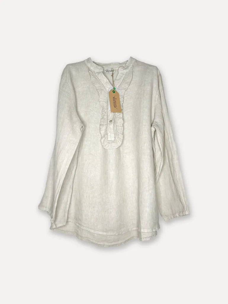 Smock Attitude Linen Blouse, Beige