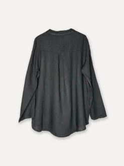 Smock Attitude Linen Blouse, Dark Grey