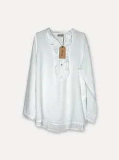 Smock Attitude Linen Blouse, White