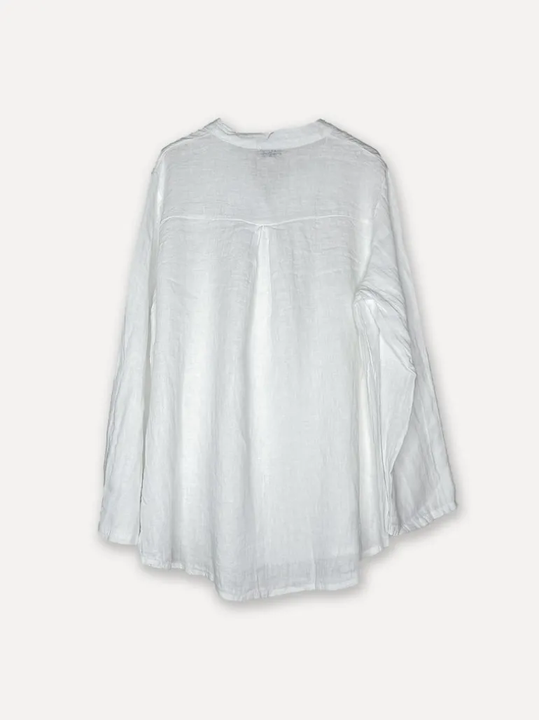 Smock Attitude Linen Blouse, White