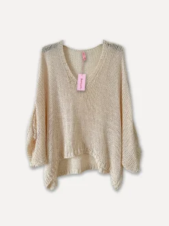 Spring Knit V-Neck, Off White