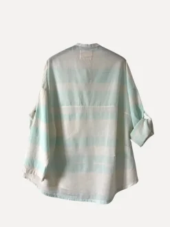 Striped Sunshine Shirt, White/Aqua