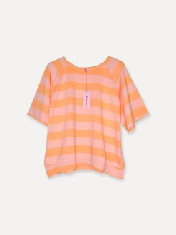 Stripey College T, Pink/Orange