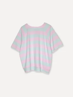 Stripey College T, Pink/Sky Blue