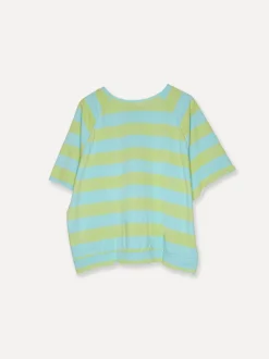 Stripey College T, Turquoise/Lime