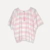 Stripey College T, White/Pink