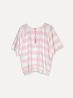 Stripey College T, White/Pink