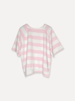 Stripey College T, White/Pink